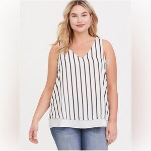 Torrid Georgette Double Layer Swing Tank Women's Striped Sleeveless Top